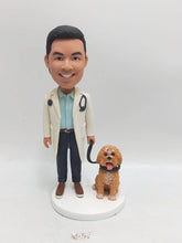 Male Veterinarian With Pet Bobblehead - HeadTurnedArt