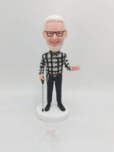 Stylish Man With Stick Custom Bobblehead - HeadTurnedArt