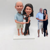 Fully Custom Couple Bobblehead - Beach Vacation Style (Black Maxi Dress & Barefoot)
