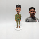 Custom Military Bobblehead in Camouflage Uniform from Photo Personalized Army Gift for Deployment Graduation or Veterans Day - HeadTurnedArt