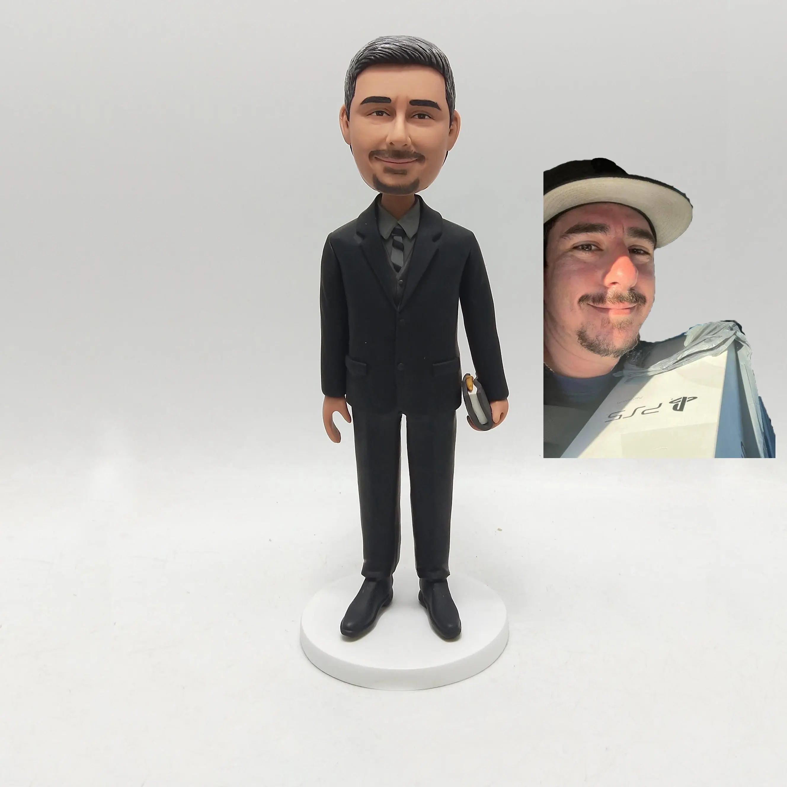 Custom Male Bobblehead Figurine in Black Suit from Photo Personalized Gift for Graduation Birthday Pastor Retirement or Promotion - HeadTurnedArt