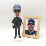 Custom Police Officer Bobblehead - Cop with Sunglasses & Cap Giving Thumbs Up - Personalized Law Enforcement Gift
