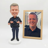 Custom Police Officer Bobblehead - Man in Tactical Vest with Radio - Personalized Law Enforcement Gift