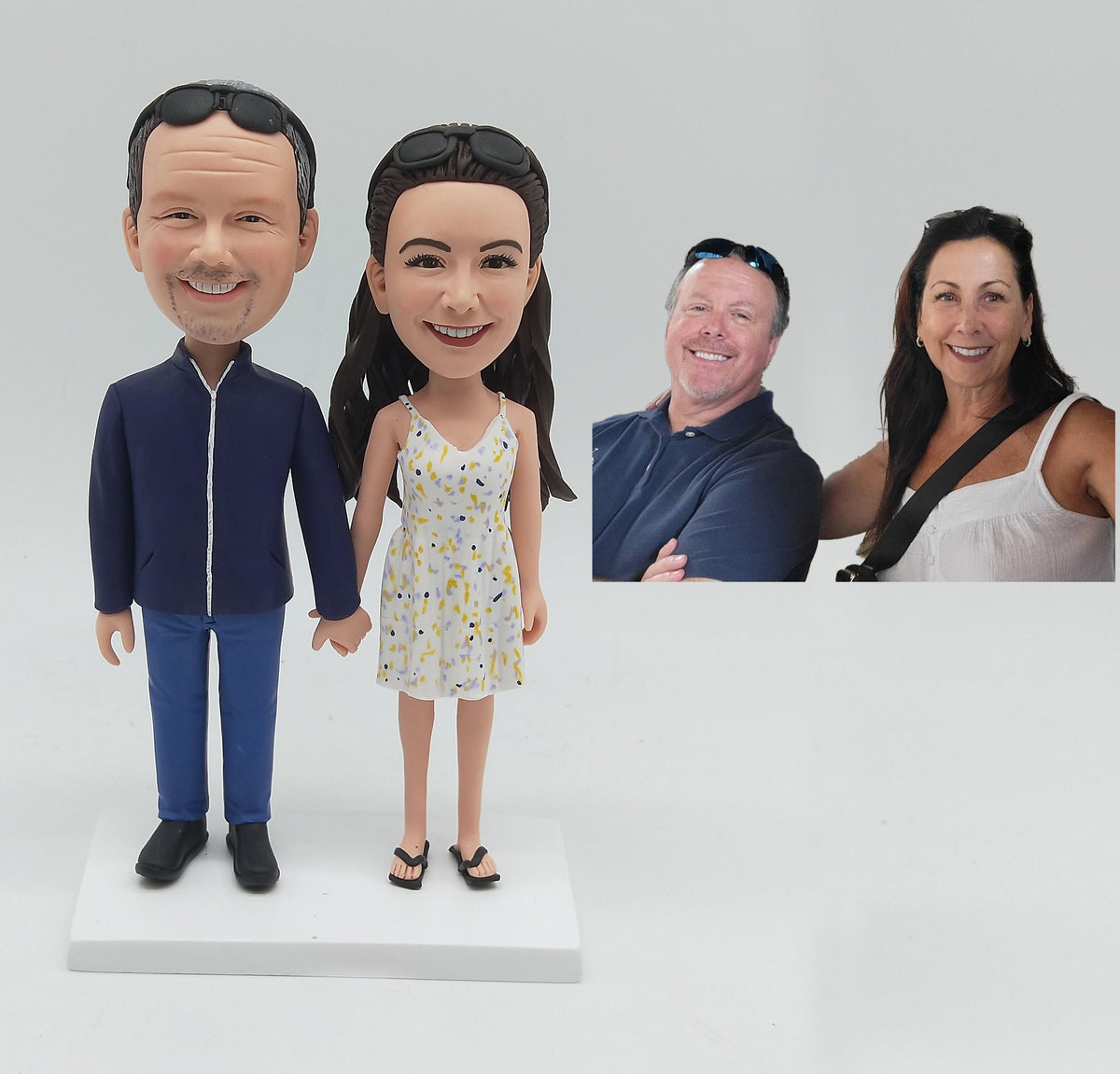 Fully Custom Couple Bobblehead - Summer Vacation Style (Sunglasses & Sundress)
