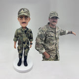 Fully Custom Military Bobblehead - Coast Guard / Army Camouflage Uniform