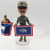 Custom US Army Soldier Bobblehead - Holding Wyoming State Flag - Personalized Military Service Gift