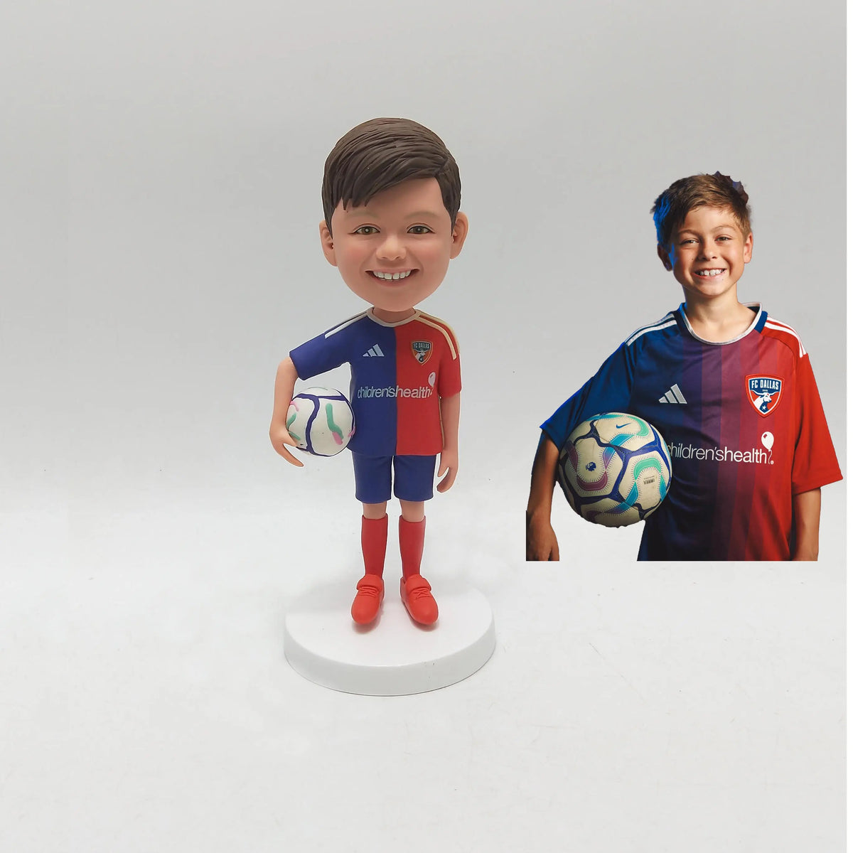 Custom Kids Soccer Bobblehead from Photo Personalized Youth Sports Gift with Team Uniform for Birthday Christmas or Trophy Keepsake - HeadTurnedArt