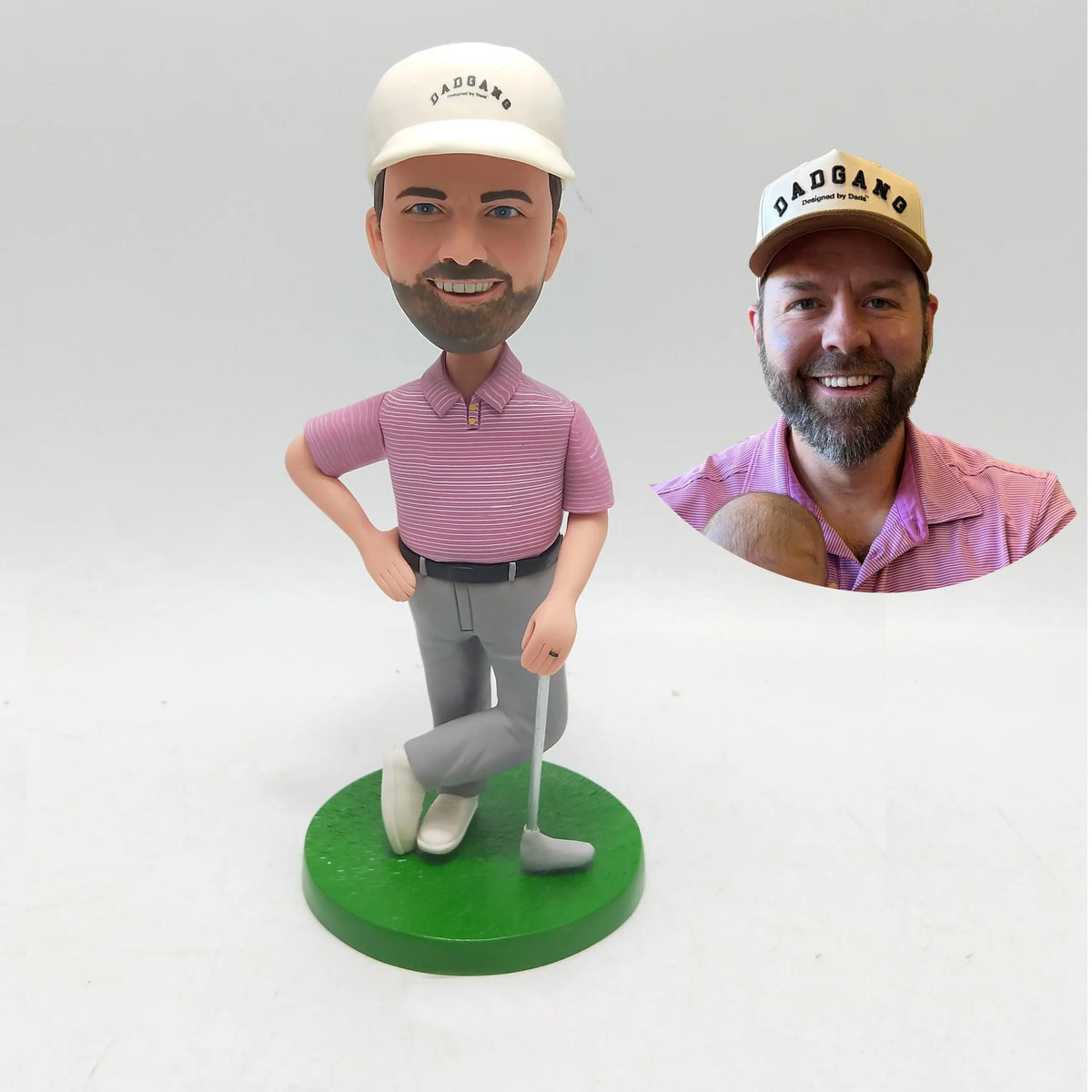 Custom Male Golfer Bobblehead from Photo with Cap Personalized Gift for Dad Husband Birthday Father’s Day Christmas or Retirement - HeadTurnedArt