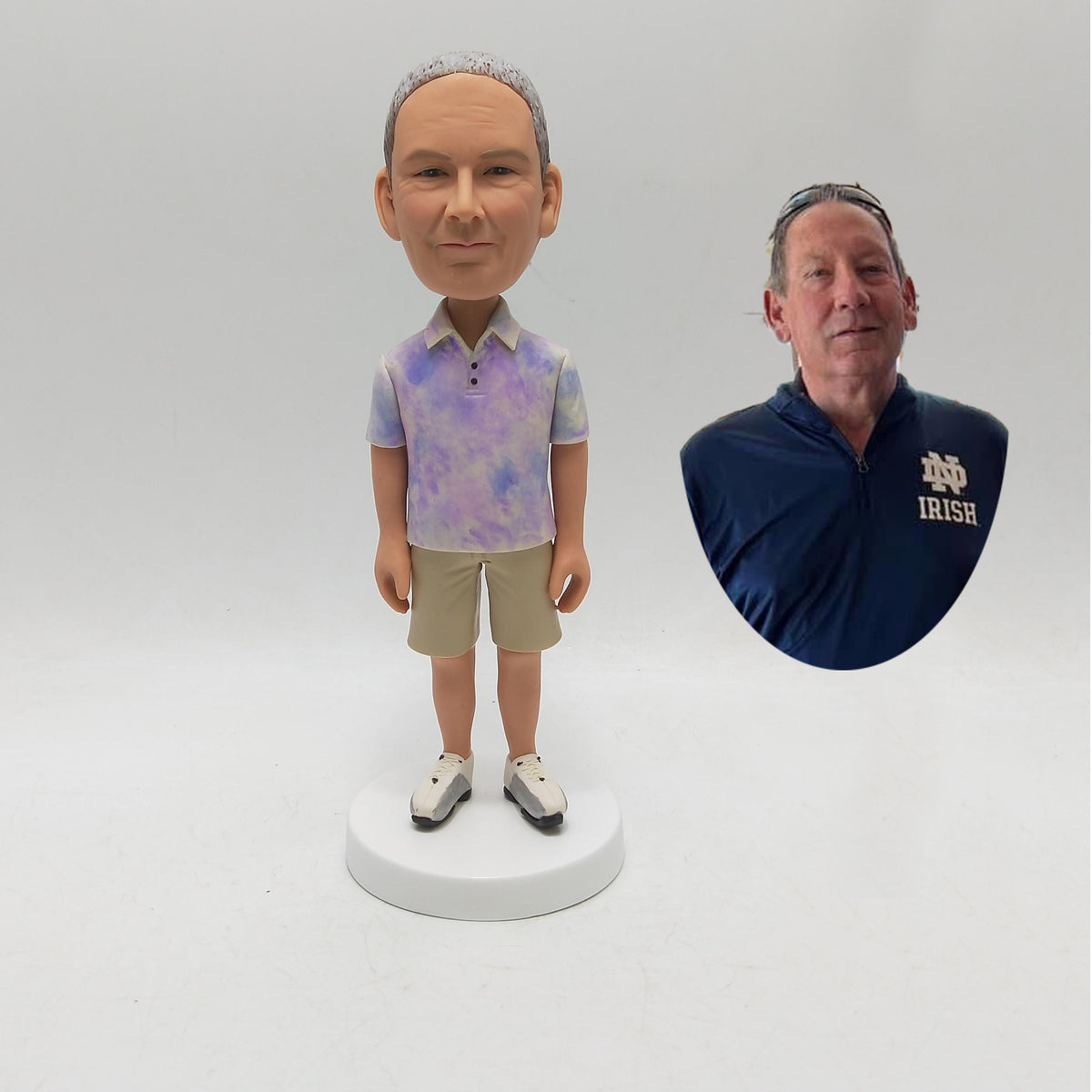Fully Custom Male Bobblehead - Casual Summer Style (Tie-Dye Polo & Shorts